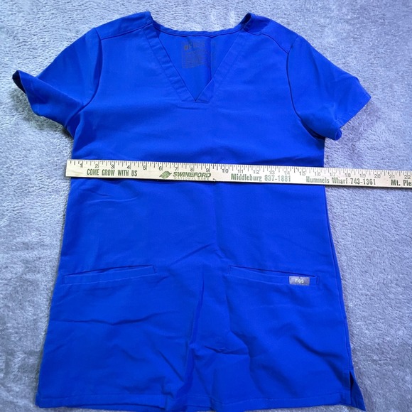 FIGS Royal Blue V Neck Scrub Top Short Sleeve Technical Collection YY - Picture 4 of 11